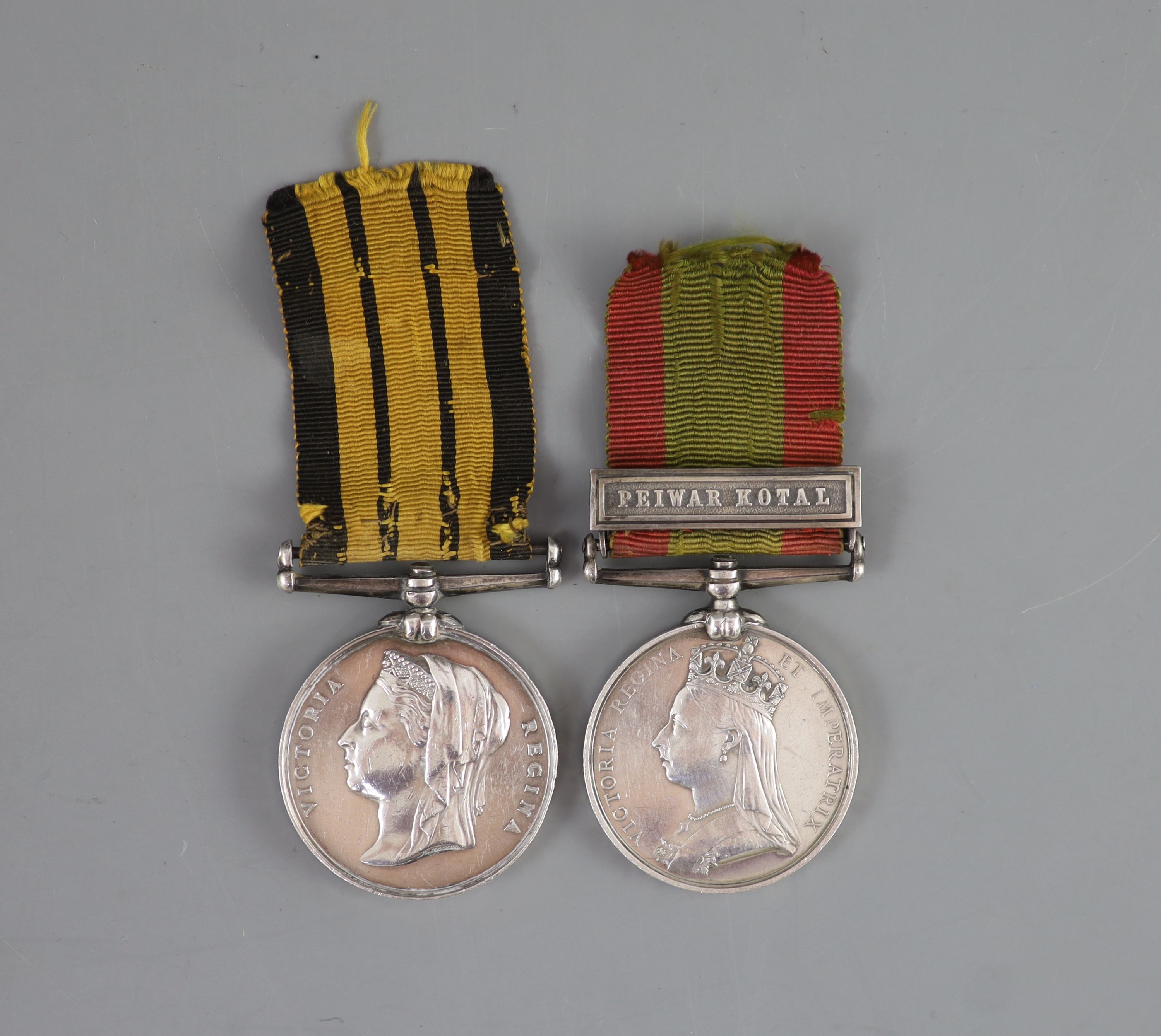 A Victorian group of two campaign medals to Sgn. Mjr. G.J.Gibson. A.M.D